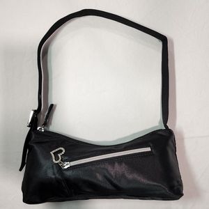 90s Y2K Black Satin Shoulder Bag